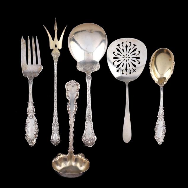 six-american-sterling-silver-flatware-servers