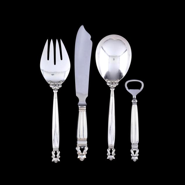 four-georg-jensen-i-acorn-i-sterling-silver-flatware-servers