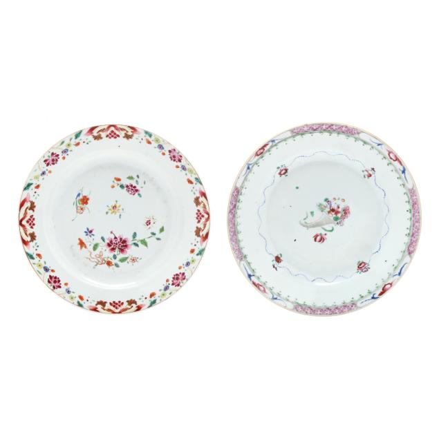 two-chinese-export-famille-rose-porcelain-plates