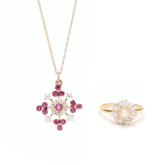 two-vintage-gold-and-gem-set-items