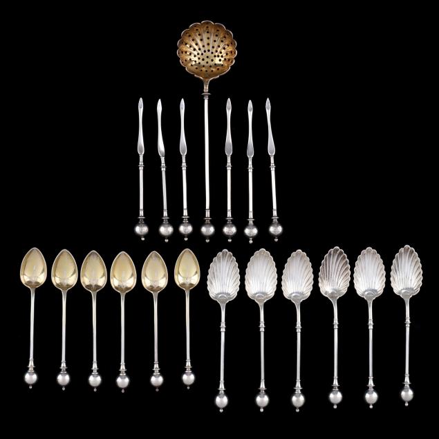 selection-of-bailey-co-george-sharp-coin-silver-ball-end-flatware