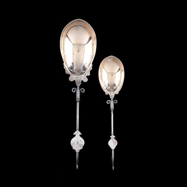 two-antique-american-coin-silver-serving-spoons