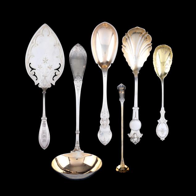 six-antique-american-sterling-silver-flatware-servers