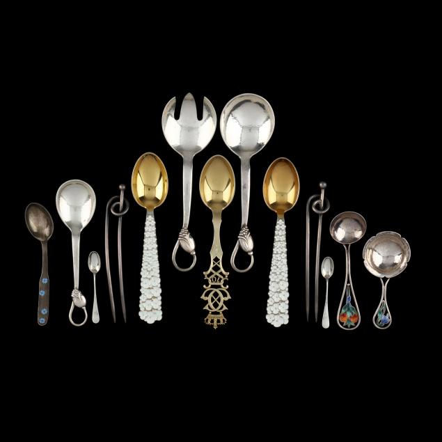 selection-of-danish-silver-and-enameled-flatware