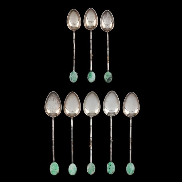 an-assembled-set-of-eight-90-silver-demitasse-spoons-with-hardstone-mounts