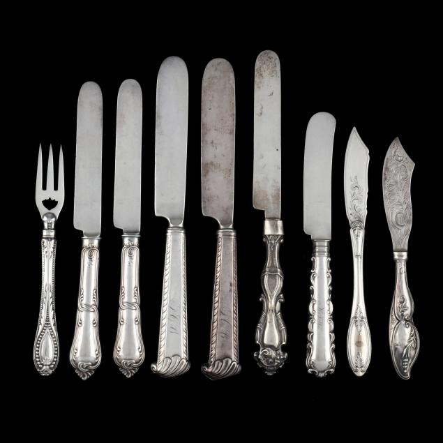 nine-pieces-of-coin-silver-handled-flatware