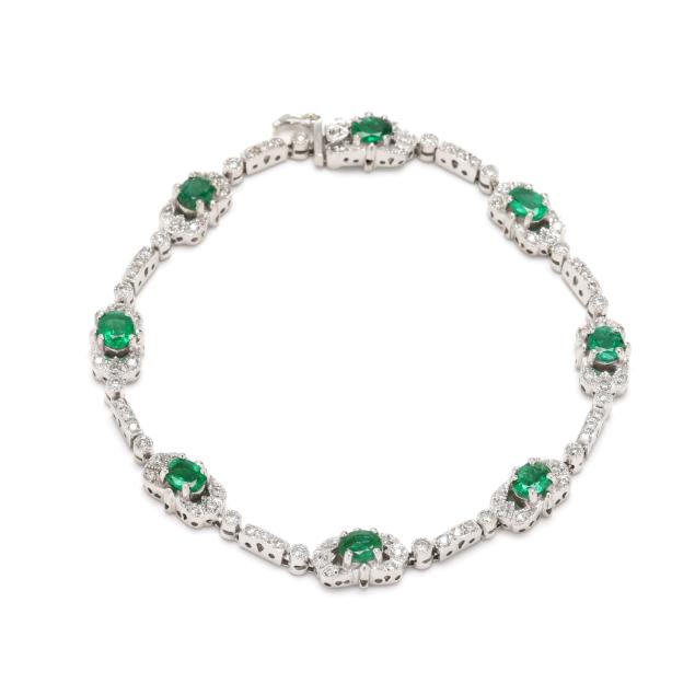 white-gold-emerald-and-diamond-bracelet