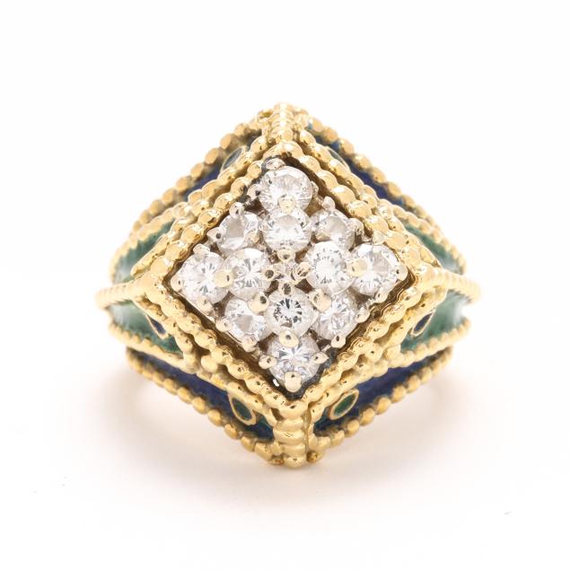 gold-diamond-and-enamel-ring
