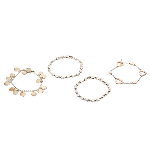 four-sterling-silver-heart-motif-bracelets-tiffany-co