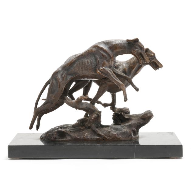 neil-campbell-american-b-1958-bronze-sculpture-of-two-racing-hounds