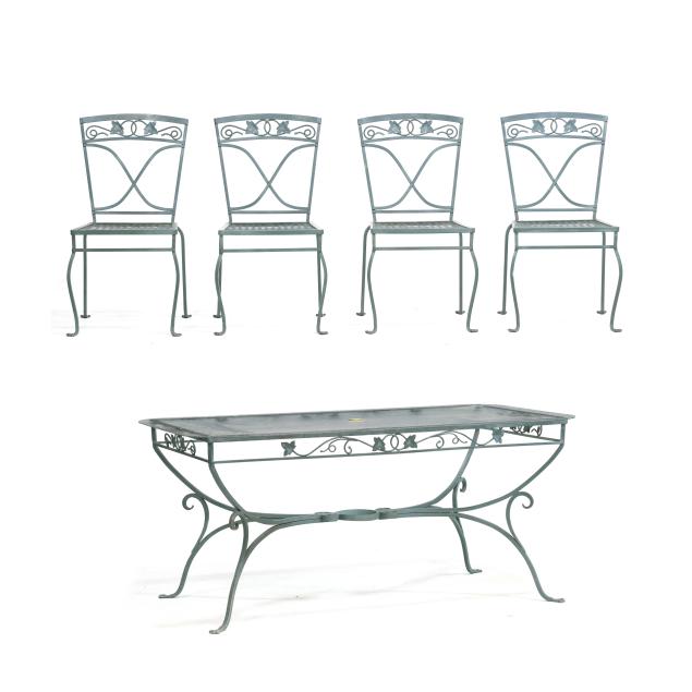 vintage-iron-and-glass-ivy-patio-table-and-four-chairs
