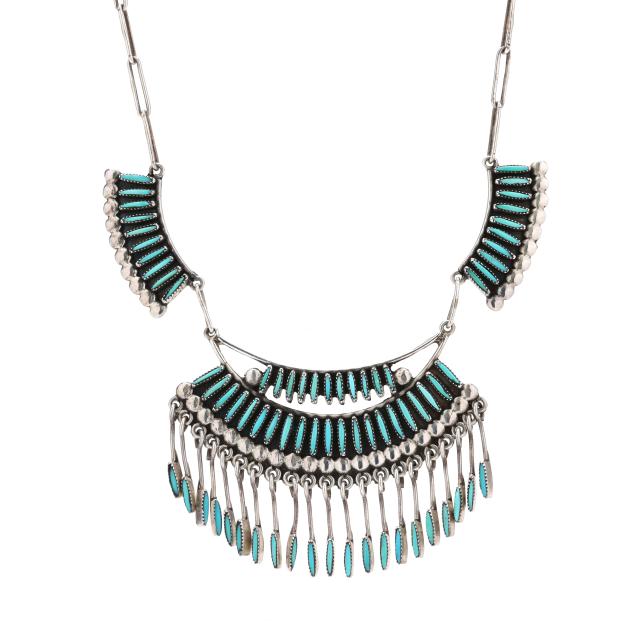 zuni-silver-and-turquoise-needle-point-necklace-elsie-nakatewa