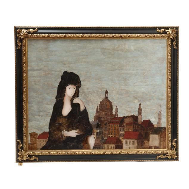 stephen-white-nc-important-early-painting-of-woman-in-a-cityscape