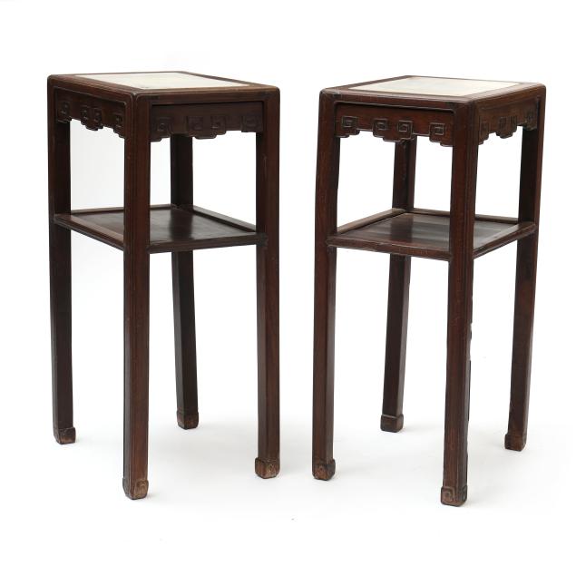 pair-of-chinese-marble-top-hardwood-side-tables-of-tall-form