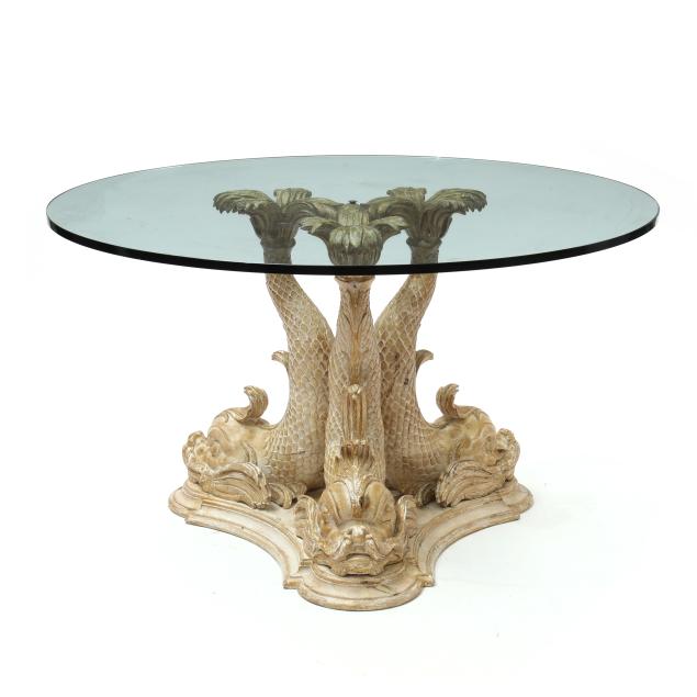 hollywood-regency-style-glass-top-dining-table