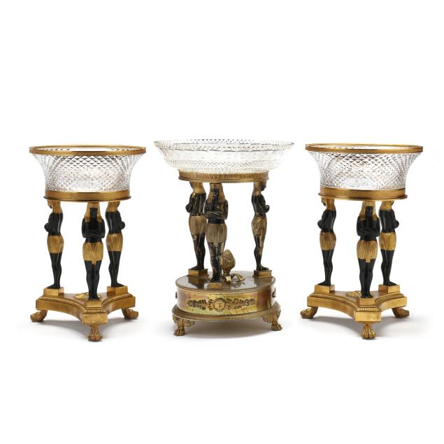 three-piece-egyptian-revival-bronze-and-crystal-centerpiece