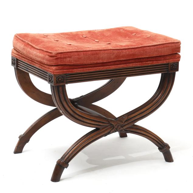 curule-form-upholstered-bench