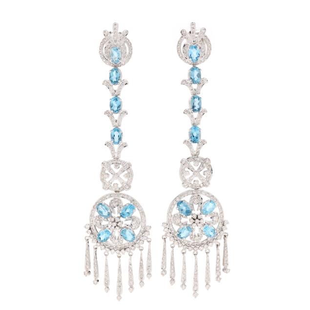 white-gold-blue-topaz-and-diamond-earrings