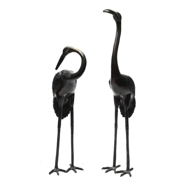 pair-of-large-patinated-bronze-egret-statues