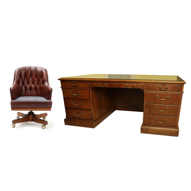 chippendale-style-mahogany-executive-desk-and-chair