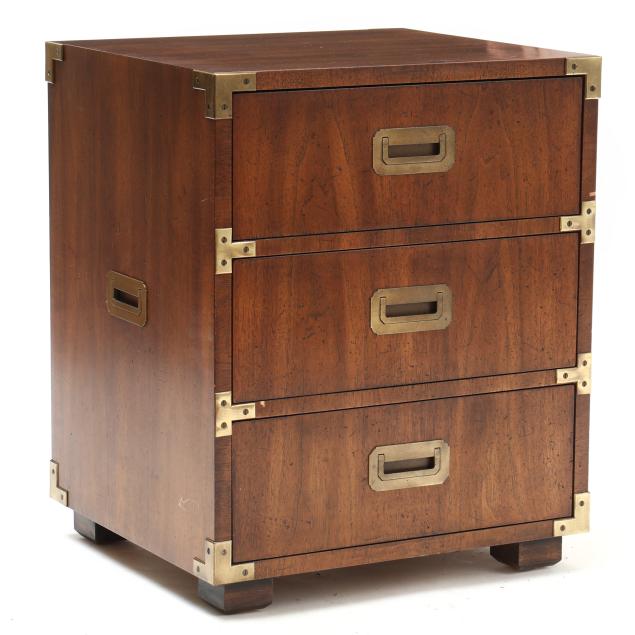 henredon-campaign-style-three-drawer-side-chest