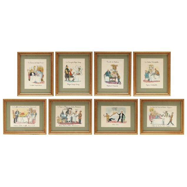 group-of-eight-satirical-cuisine-prints