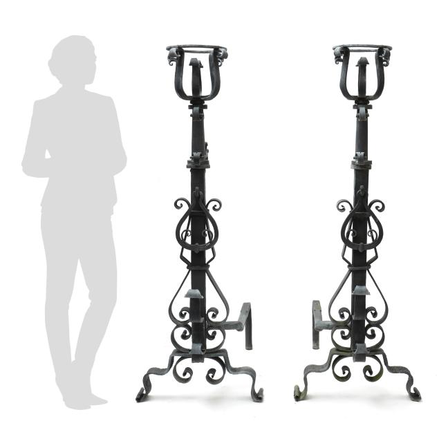 massive-pair-of-wrought-iron-andirons