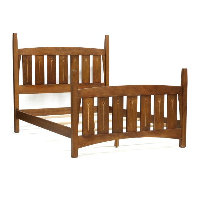 stickley-mission-oak-style-harvey-ellis-edition-inlaid-oak-queen-size-bed