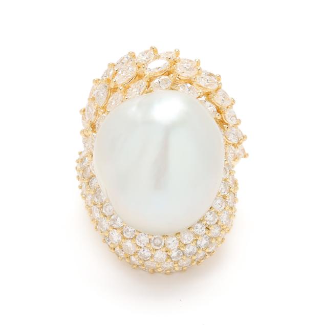 gold-baroque-pearl-and-diamond-ring