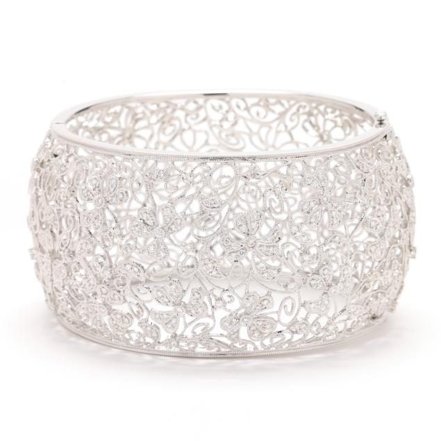 a-wide-white-gold-and-gem-set-filigree-bangle-bracelet