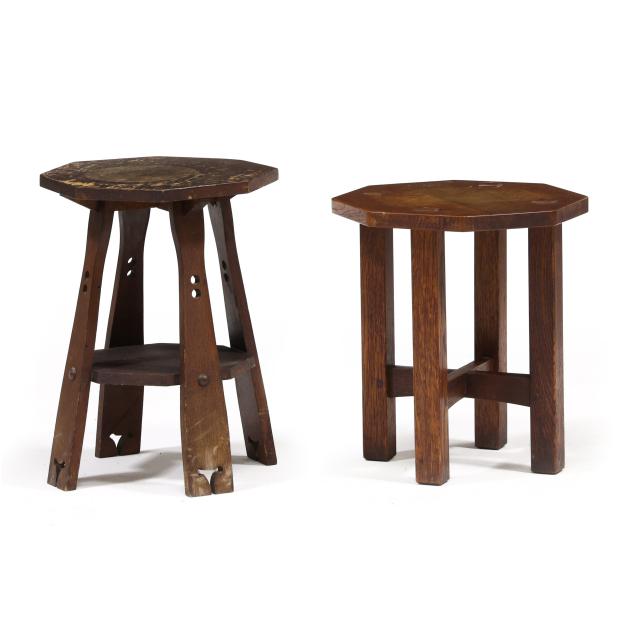 two-mission-oak-plant-stands