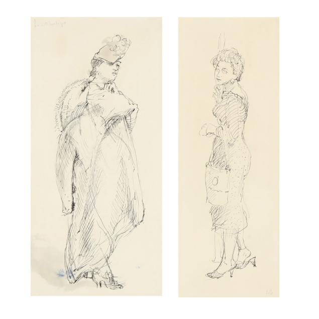 isabel-bishop-american-1902-1988-two-sketches-i-woman-with-coat-i-and-i-woman-without-coat-i