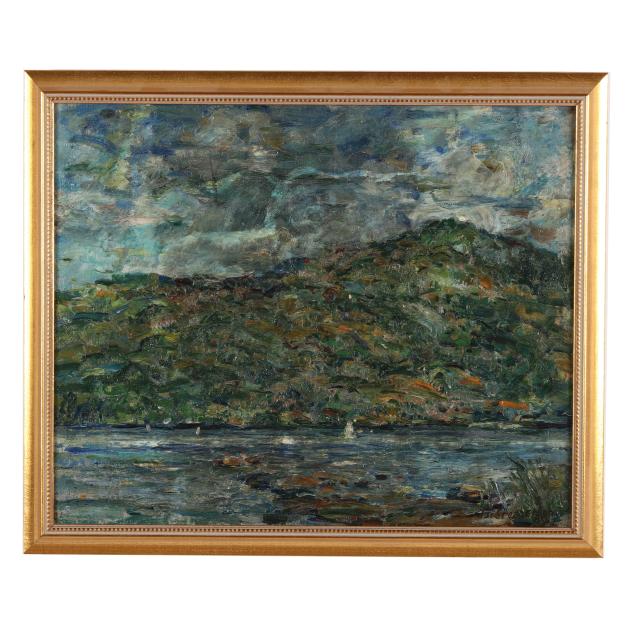 j-g-stephenson-american-20th-century-hillside-with-river-and-rowboat