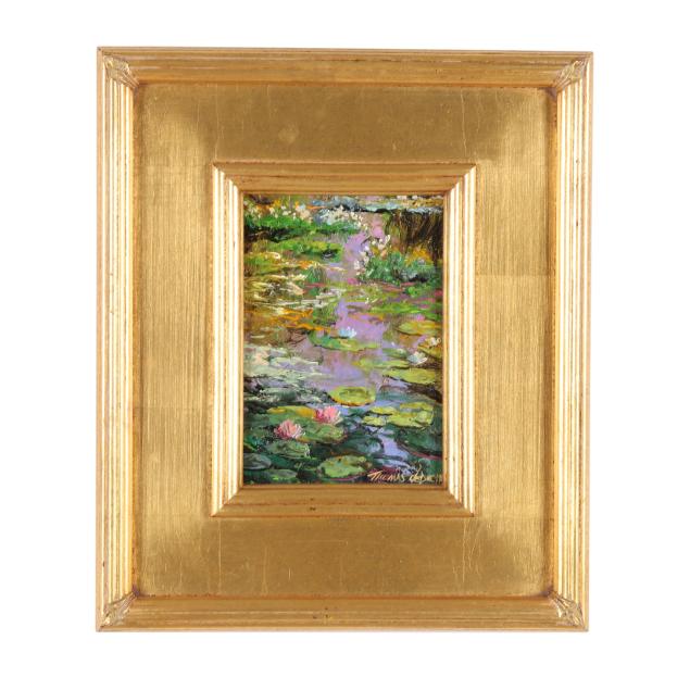 thomas-dedecker-american-b-1951-i-pink-flowers-from-water-lilies-i