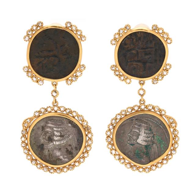 pair-of-gold-diamond-and-ancient-coin-earrings
