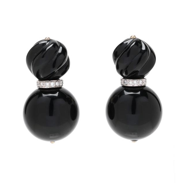 pair-of-white-gold-carved-black-onyx-and-diamond-earrings