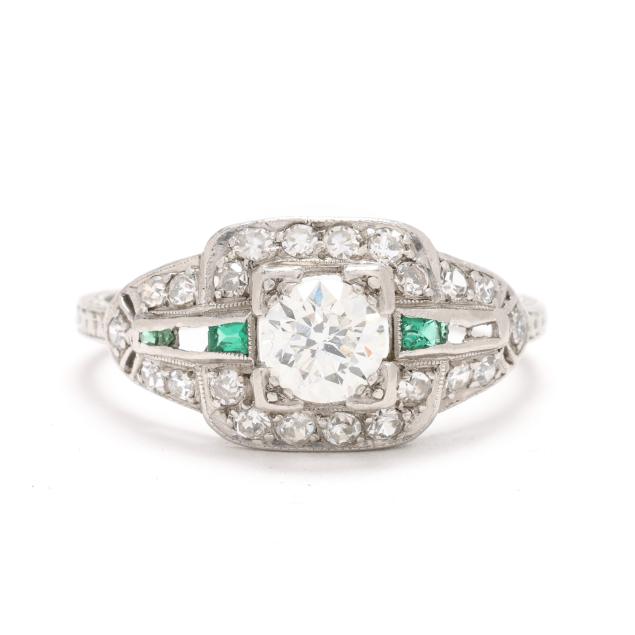 vintage-platinum-diamond-and-synthetic-emerald-ring