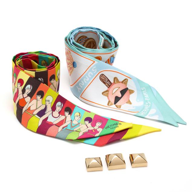 two-silk-twilly-scarves-and-three-twilly-scarf-rings-hermes