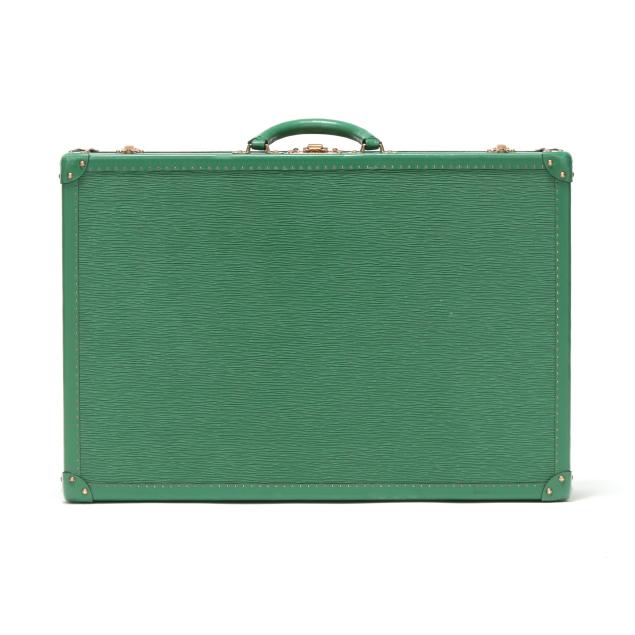 vintage-textured-green-leather-suitcase-louis-vuitton