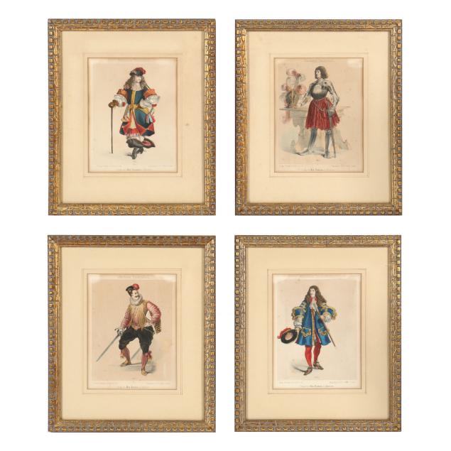 group-of-four-antique-framed-costume-prints