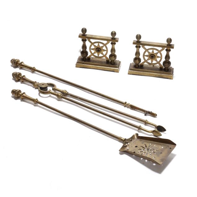 edwardian-brass-suite-of-fire-irons-and-pair-of-andirons