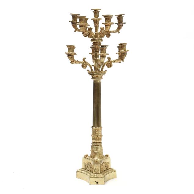 large-french-empire-gilt-bronze-13-light-candelabrum