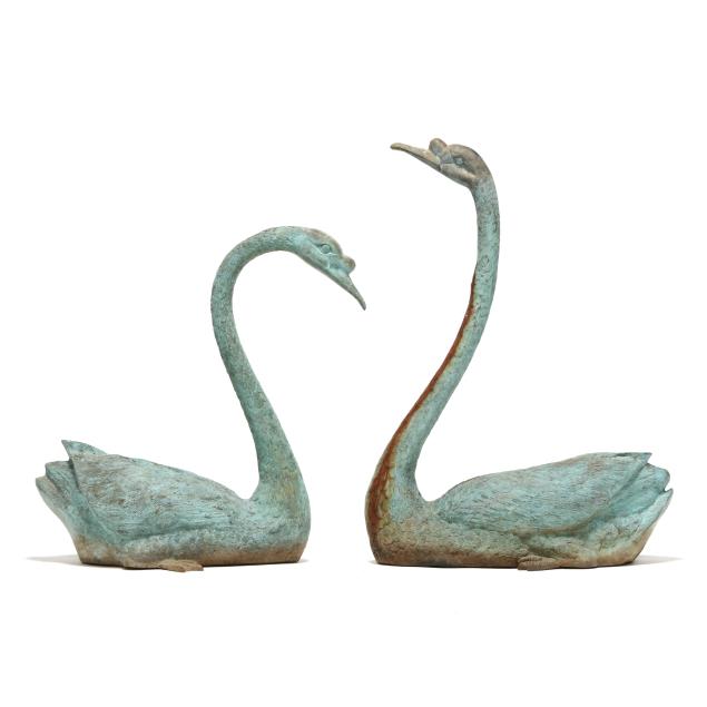 pair-of-vintage-cast-bronze-life-size-swans
