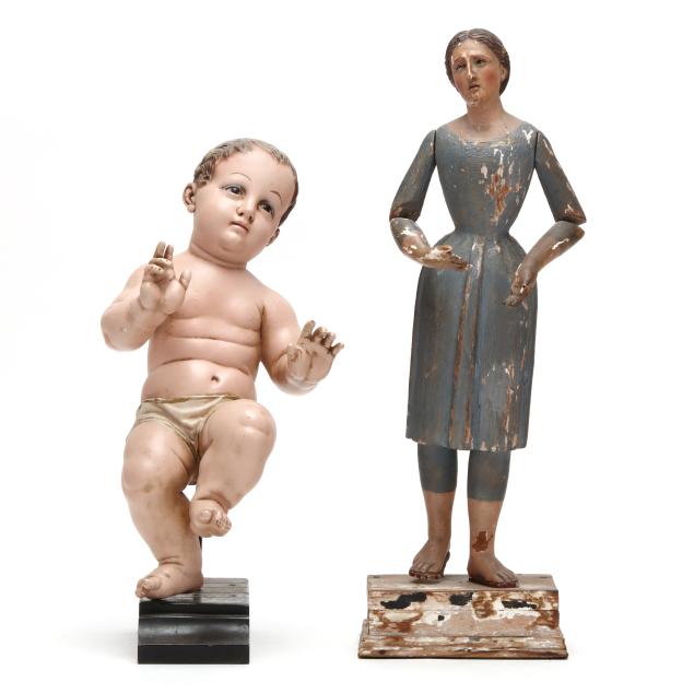 two-antique-spanish-colonial-carved-and-polychrome-figures