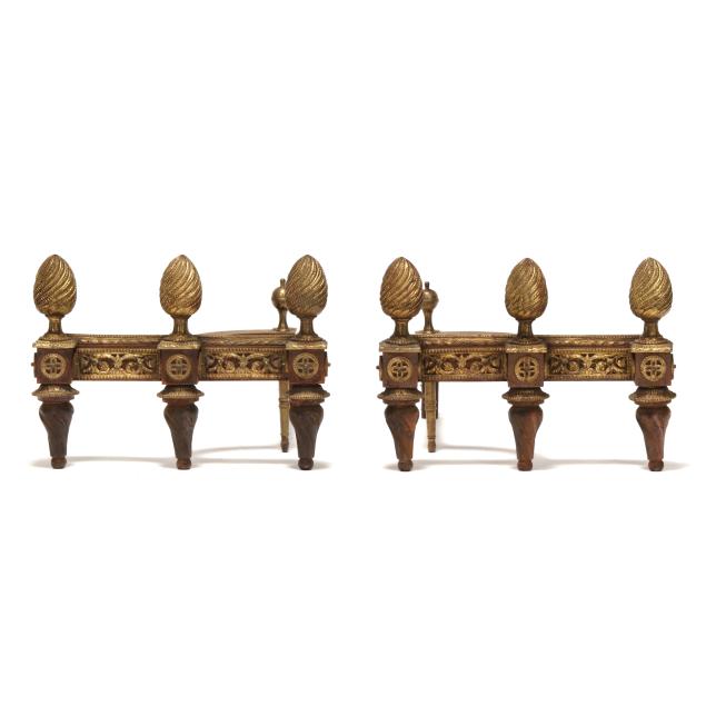 pair-of-antique-neoclassical-style-ormolu-mounted-iron-chenets