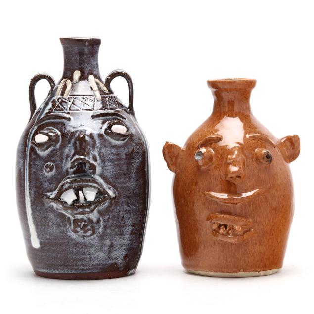 fred-bean-for-old-house-pottery-nc-two-face-jugs