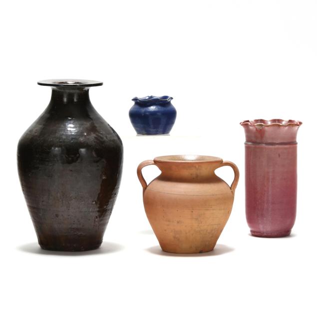 four-north-carolina-pottery-vases-including-auman-and-cole