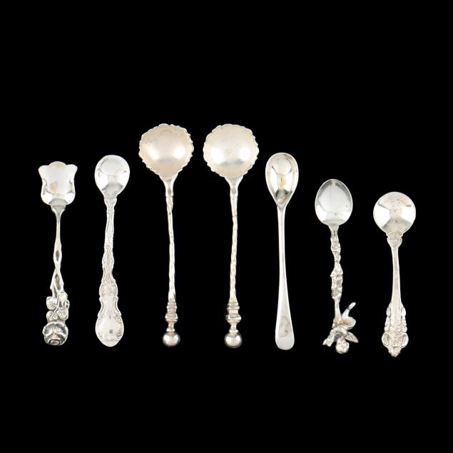 seven-assorted-silver-salt-spoons