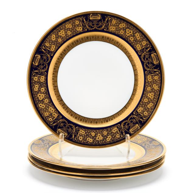 set-of-four-rosenthal-cobalt-and-gilt-dinner-plates