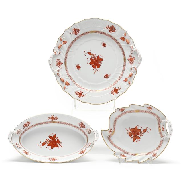 three-pieces-of-herend-i-chinese-bouquet-rust-i-servingware